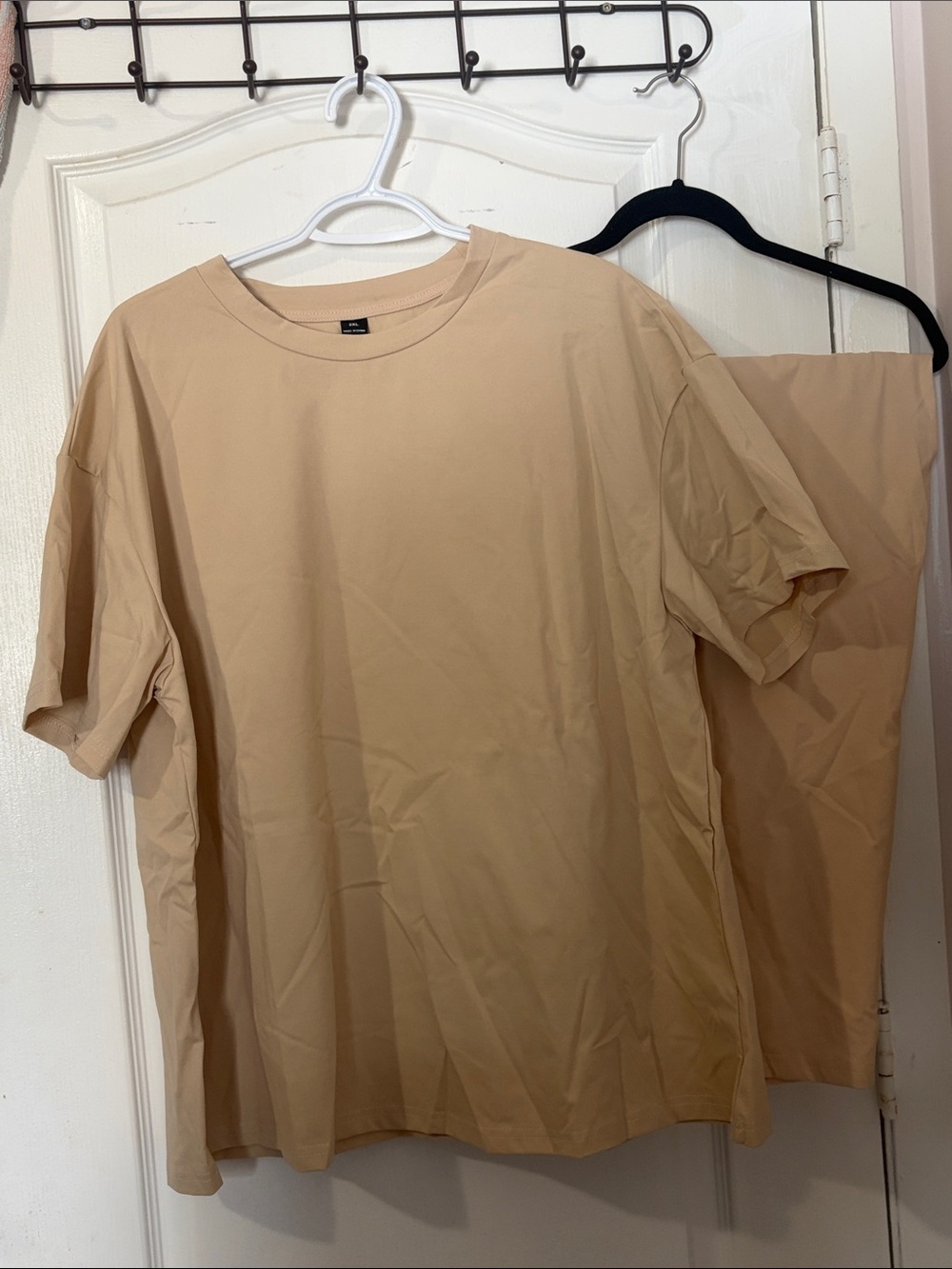 SHEIN Beige Two-Piece Lounge Set - Relaxed Tee & Wide-Leg Pants - Picture 2 of 5
